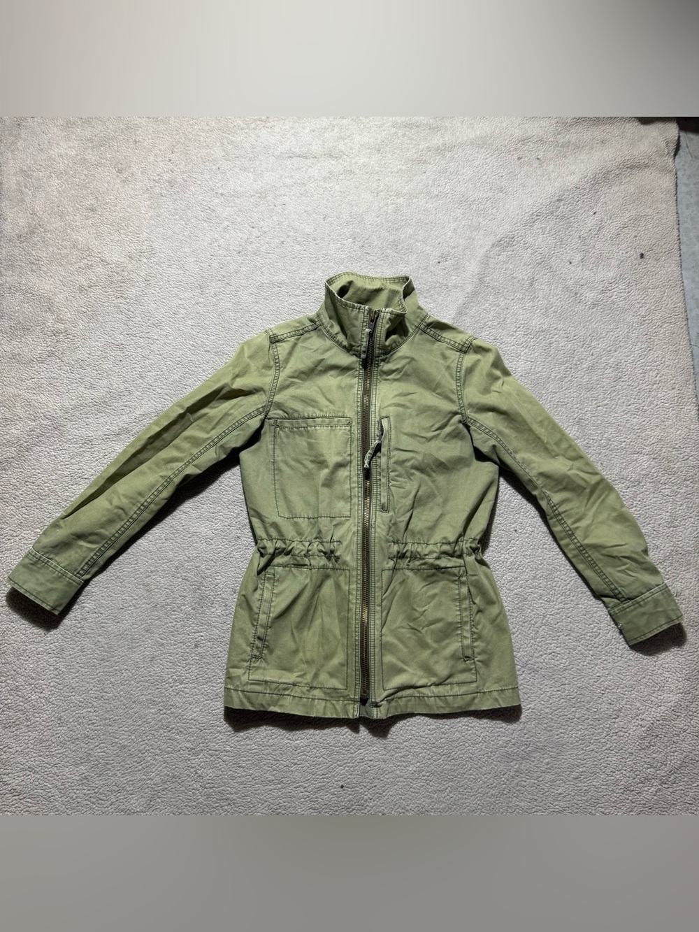 Madewell Jacket Womens XS Army Green Full Zip Fleet Utility Mock Neck Zip Pocket